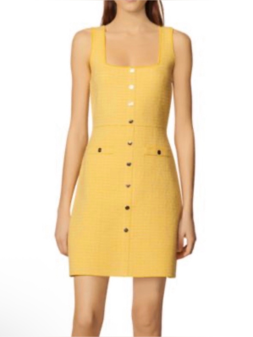 Sandro Yellow Textured Mini
Shift Dress